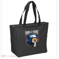 Iron And Bone Skull Biker Flame Tote Bag thumb 2