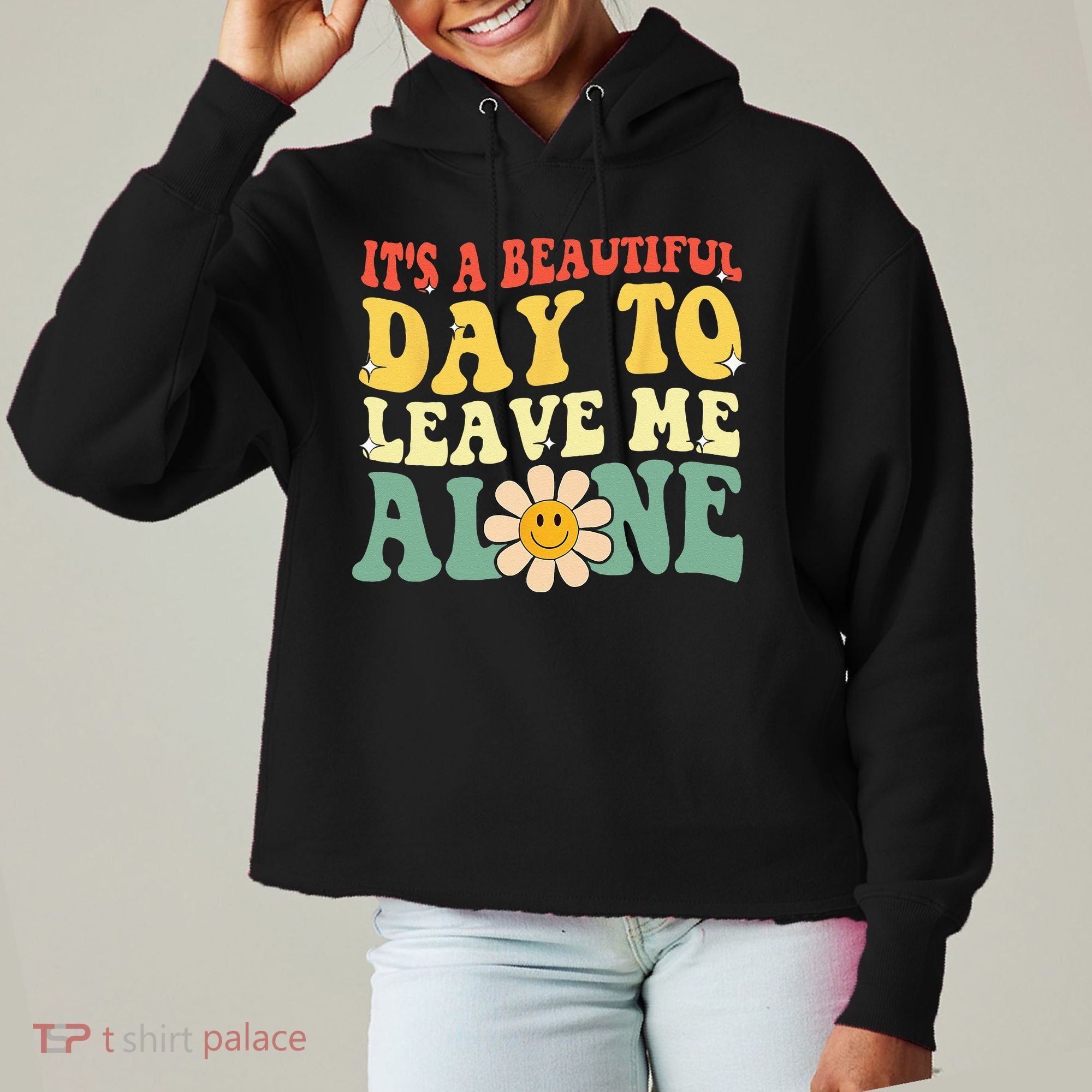 Its A Beautiful Day To Leave Me Alone Funny Saying Ladies Heavyweight Boxy Pullover Hoodie