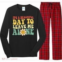 Its A Beautiful Day To Leave Me Alone Funny Saying Long Sleeve Pajama Set thumb 0