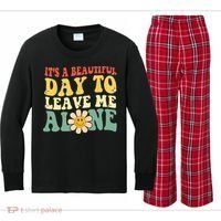 Its A Beautiful Day To Leave Me Alone Funny Saying Kids Long Sleeve Plaid Pajama Set thumb 0