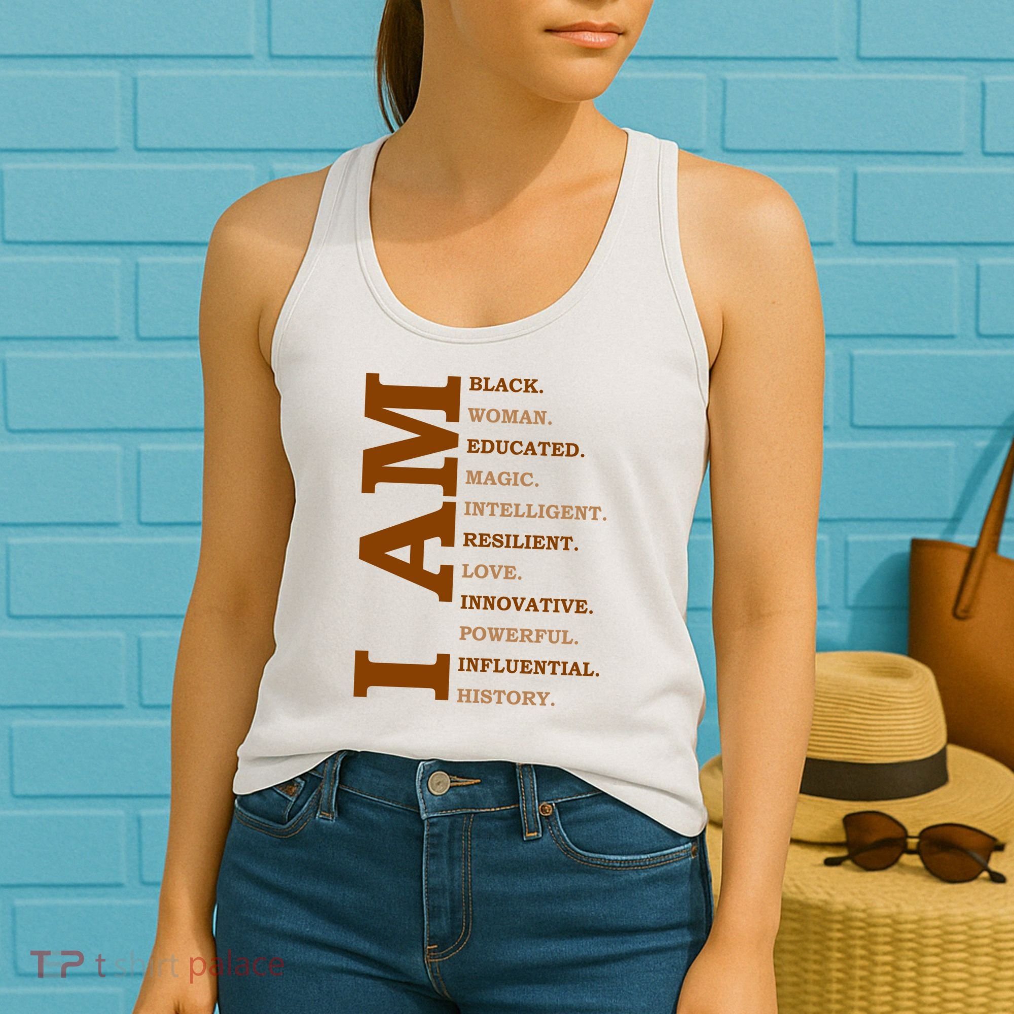 I Am Black Powerful Pride Quote Women's Tank Top