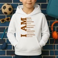 I Am Black Powerful Pride Quote Kids Hoodie thumb 2