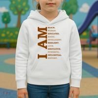 I Am Black Powerful Pride Quote Kids Hoodie thumb 3