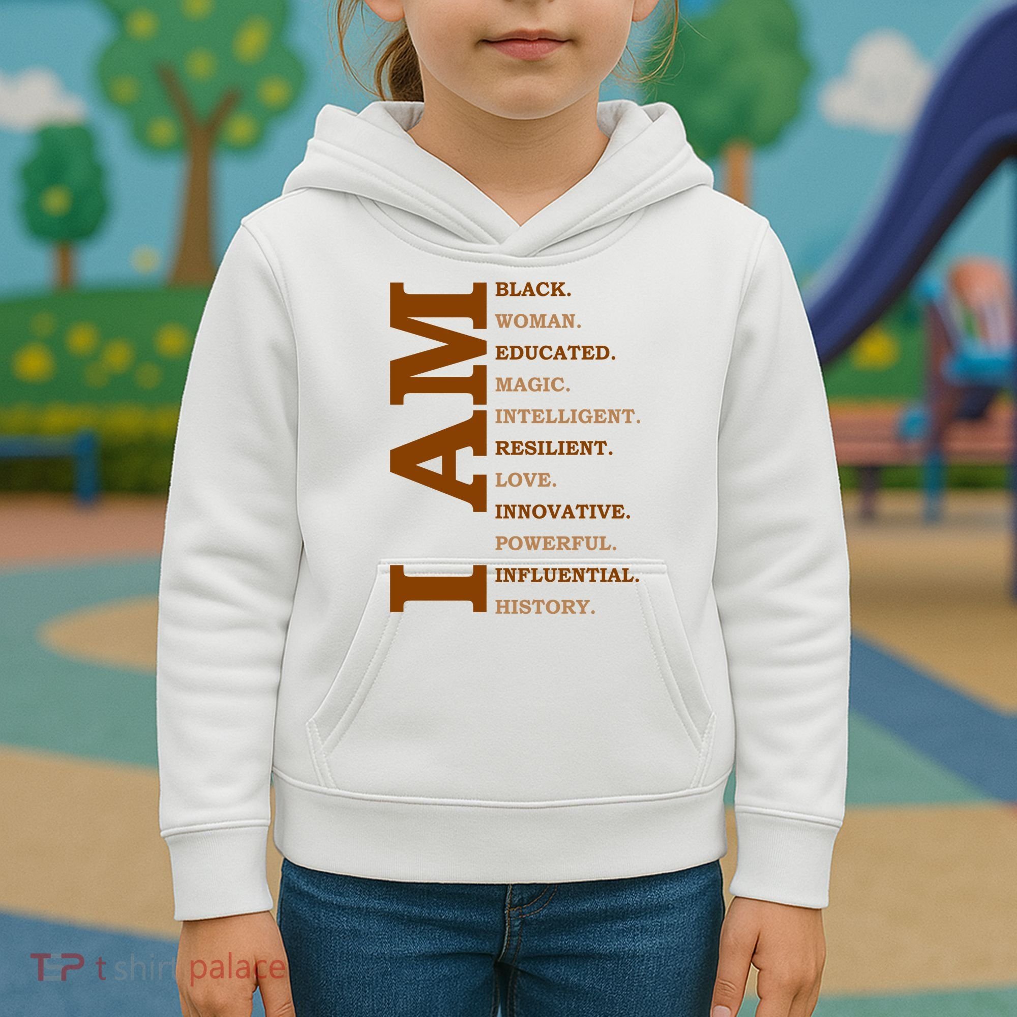I Am Black Powerful Pride Quote Kids Hoodie