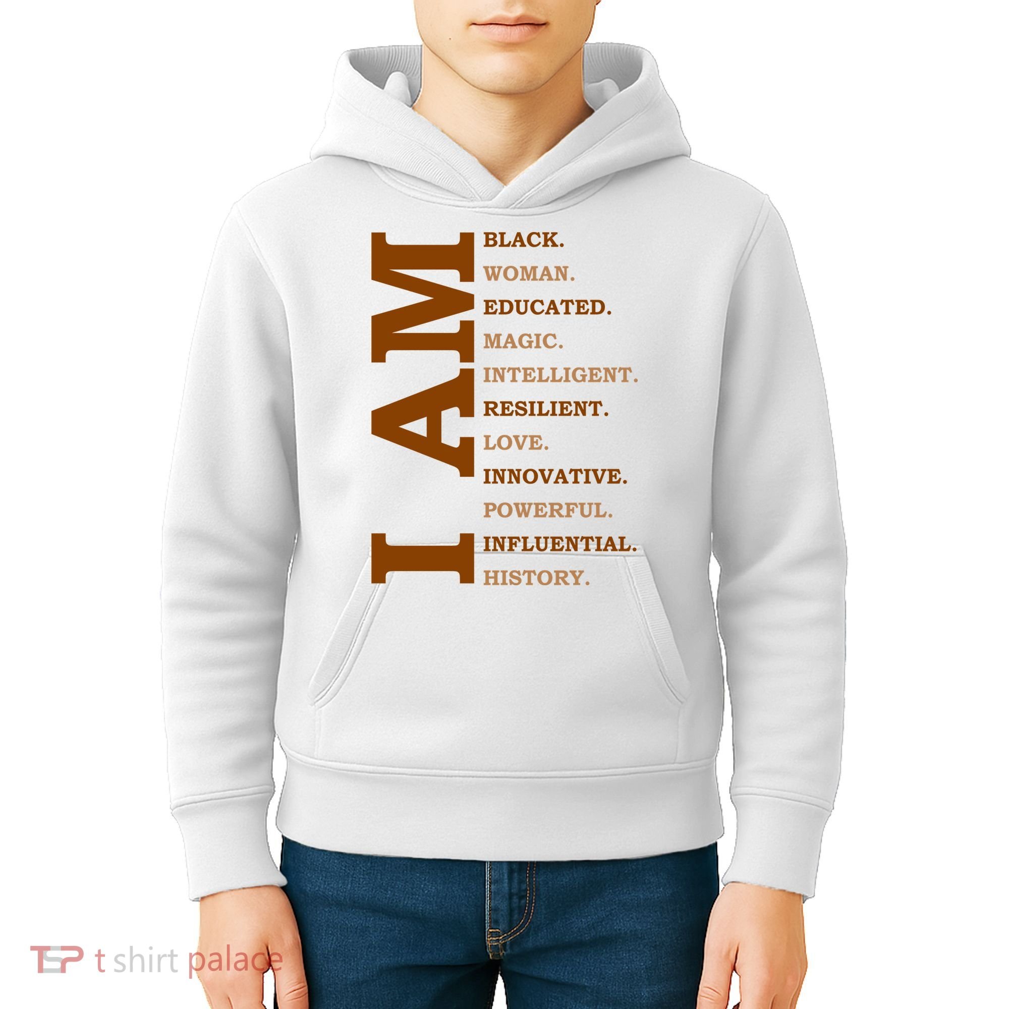 I Am Black Powerful Pride Quote Kids Hoodie