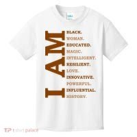 I Am Black Powerful Pride Quote Kids T-Shirt thumb 0