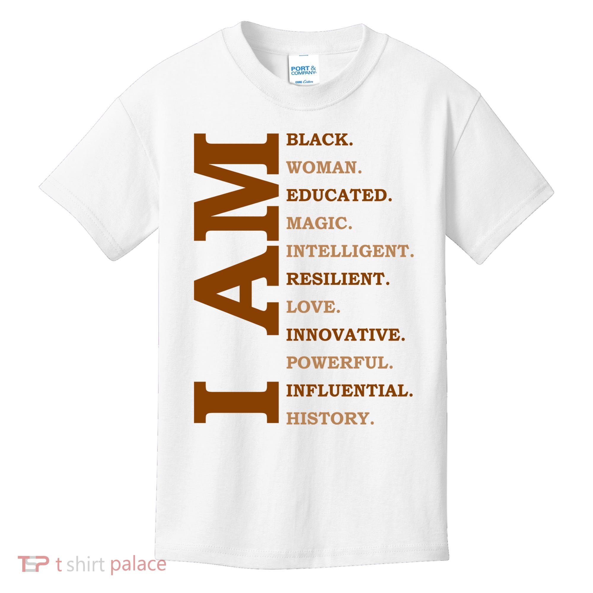I Am Black Powerful Pride Quote Kids T-Shirt