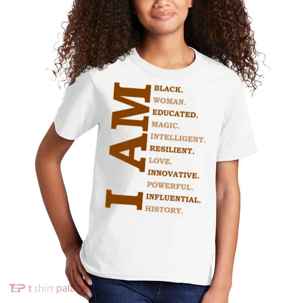I Am Black Powerful Pride Quote Kids T-Shirt