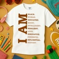 I Am Black Powerful Pride Quote Kids T-Shirt thumb 3