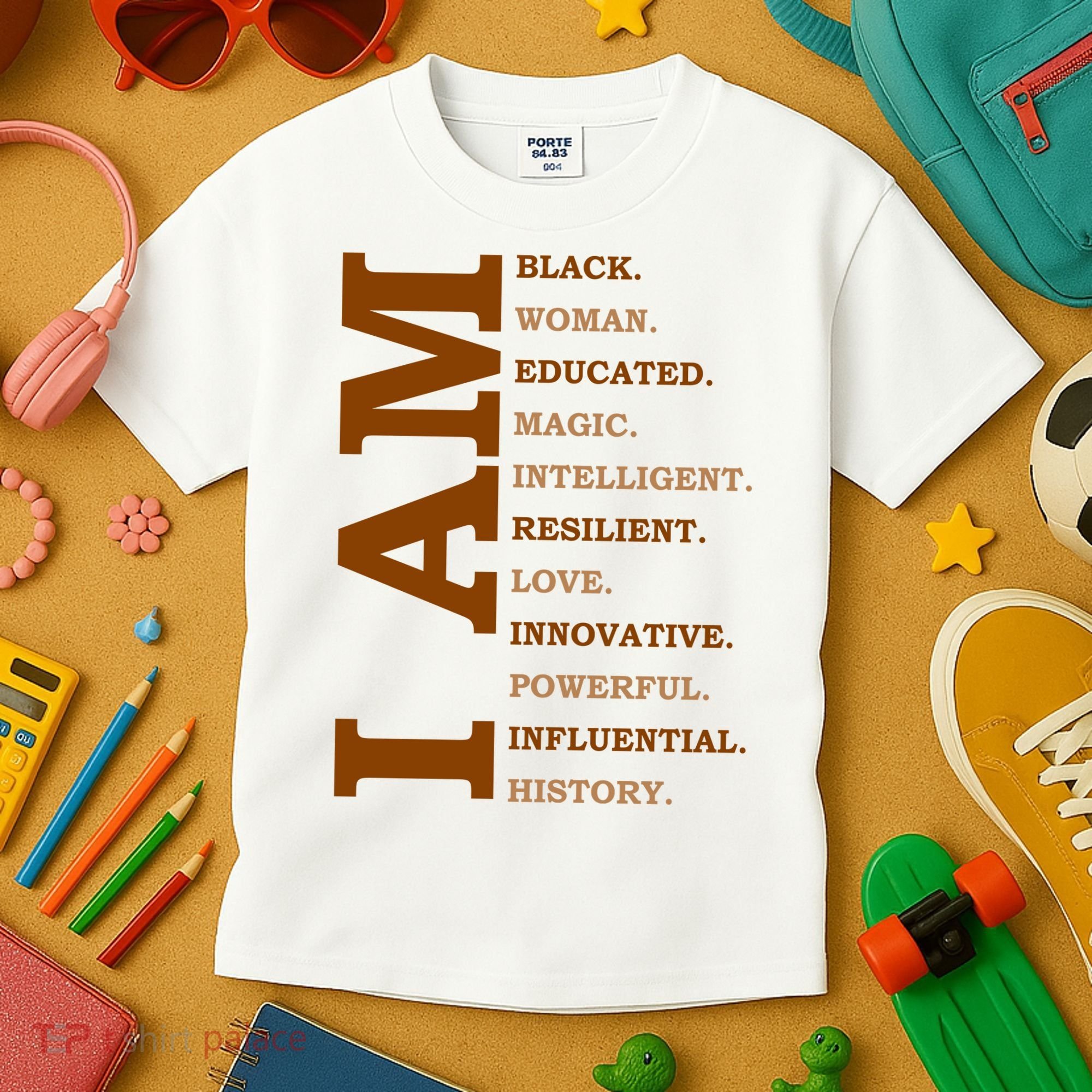 I Am Black Powerful Pride Quote Kids T-Shirt
