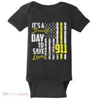 Its A Beautiful Day To Save Lives 911 Dispatcher Operator Baby Bodysuit thumb 0