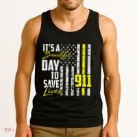 Its A Beautiful Day To Save Lives 911 Dispatcher Operator Tank Top thumb 3