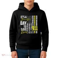 Its A Beautiful Day To Save Lives 911 Dispatcher Operator Kids Hoodie thumb 4