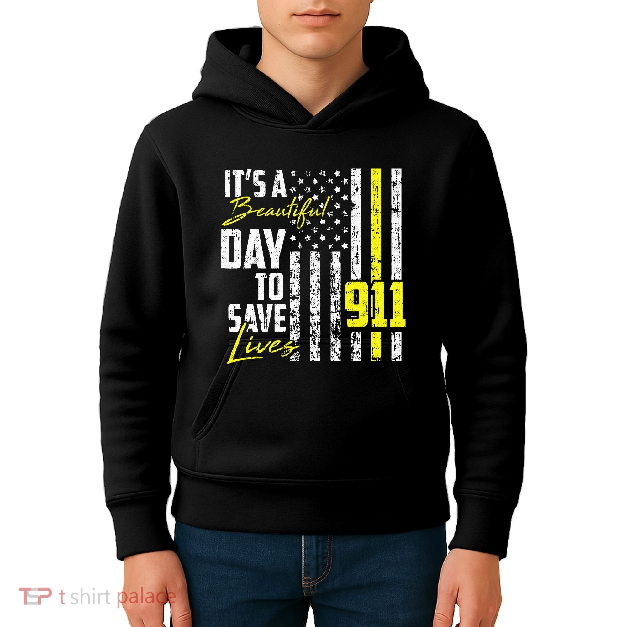 Its A Beautiful Day To Save Lives 911 Dispatcher Operator Kids Hoodie