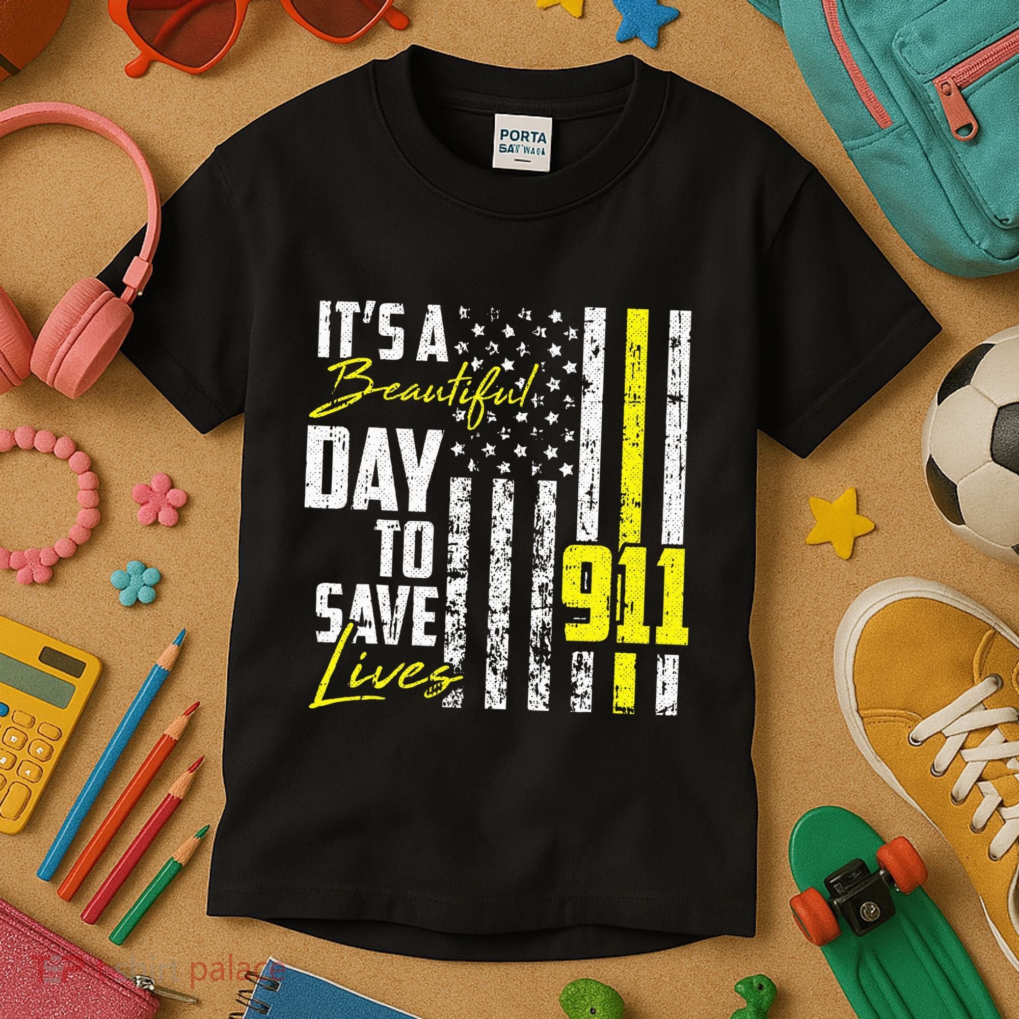 Its A Beautiful Day To Save Lives 911 Dispatcher Operator Kids T-Shirt