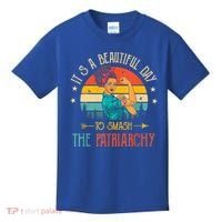 It's A Beautiful Day To Smash The Patriarchy Funny Feminism Kids T-Shirt thumb 0