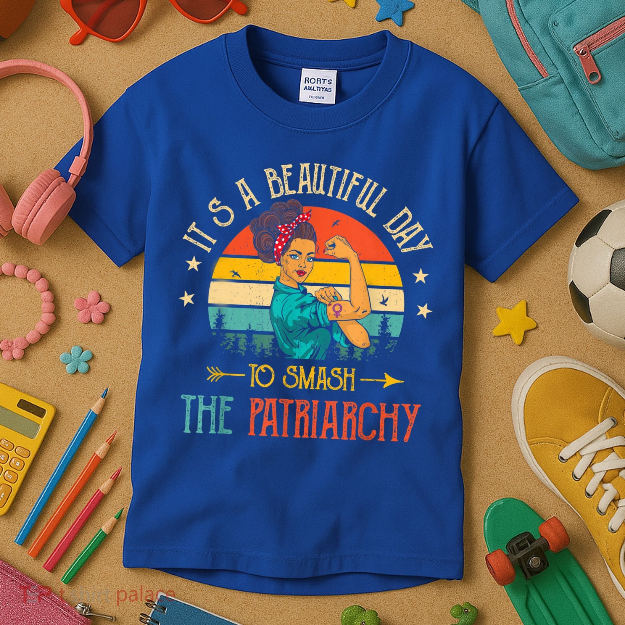 It's A Beautiful Day To Smash The Patriarchy Funny Feminism Kids T-Shirt
