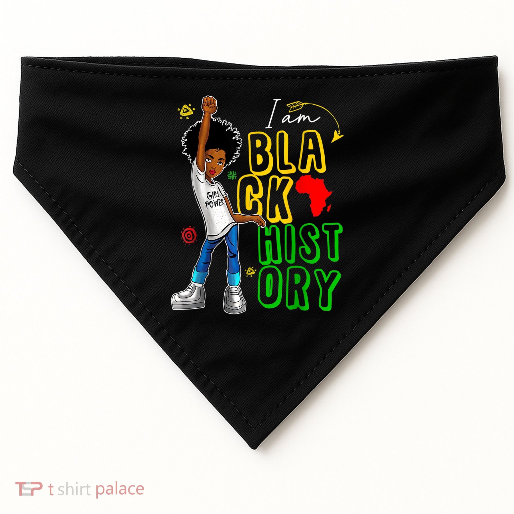 I Am Black History Month For Afro American USA-Made Doggie Bandana