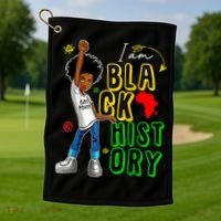 I Am Black History Month For Afro American Golf Towel thumb 1