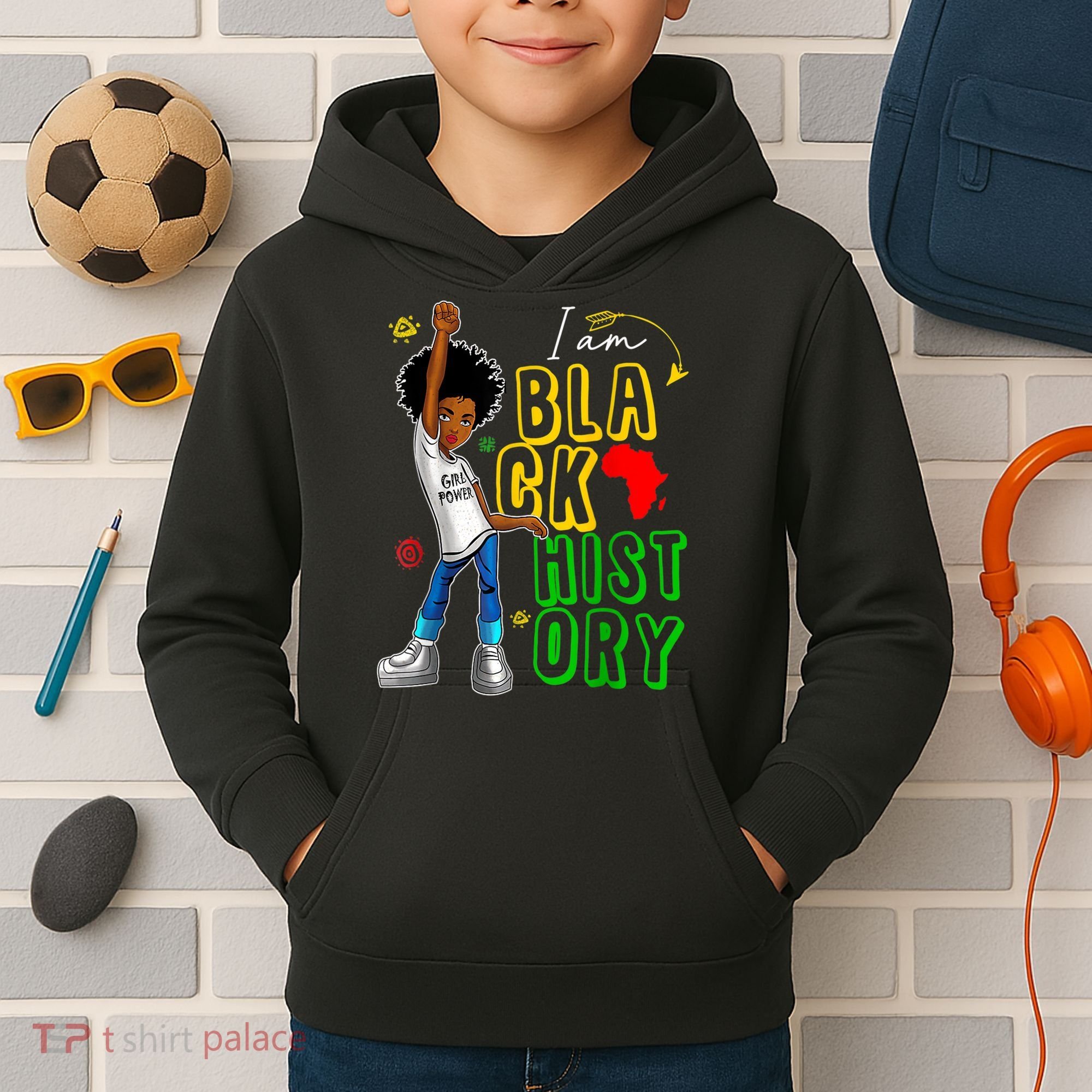 I Am Black History Month For Afro American Kids Hoodie