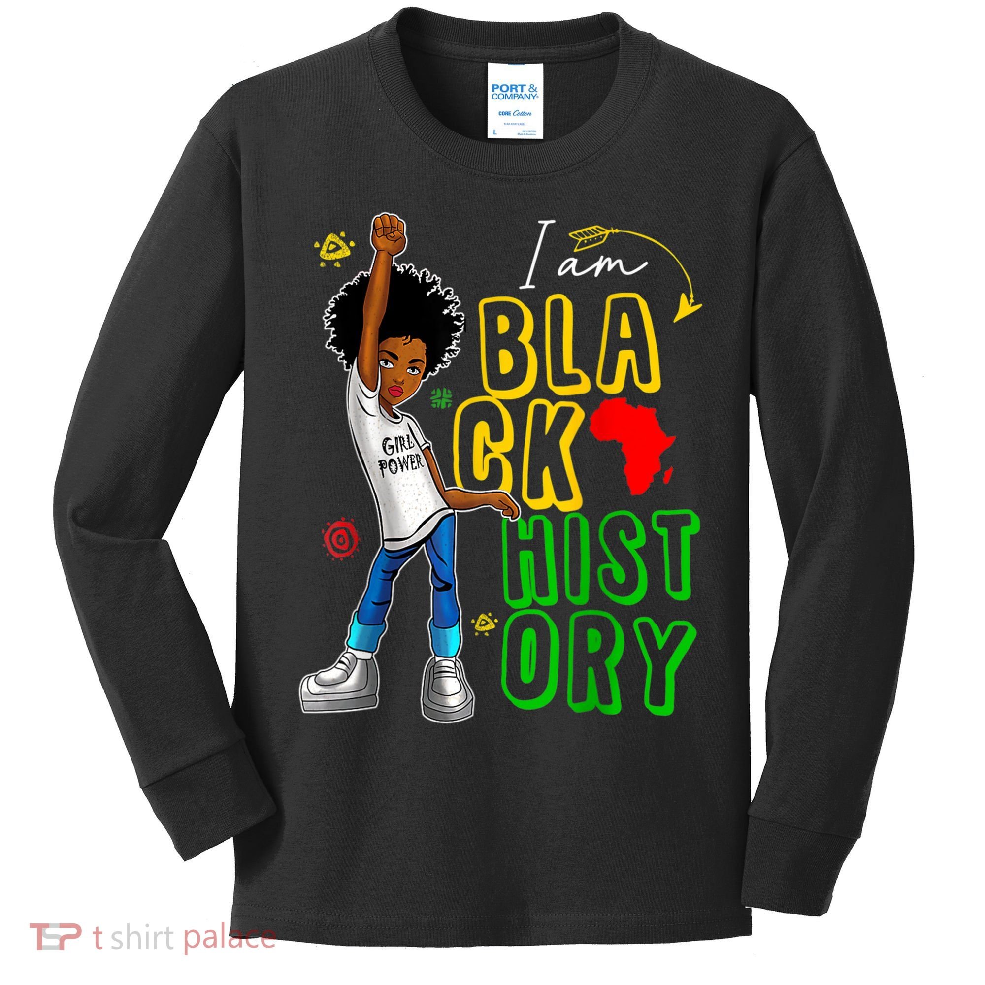 I Am Black History Month For Afro American Kids Long Sleeve Shirt