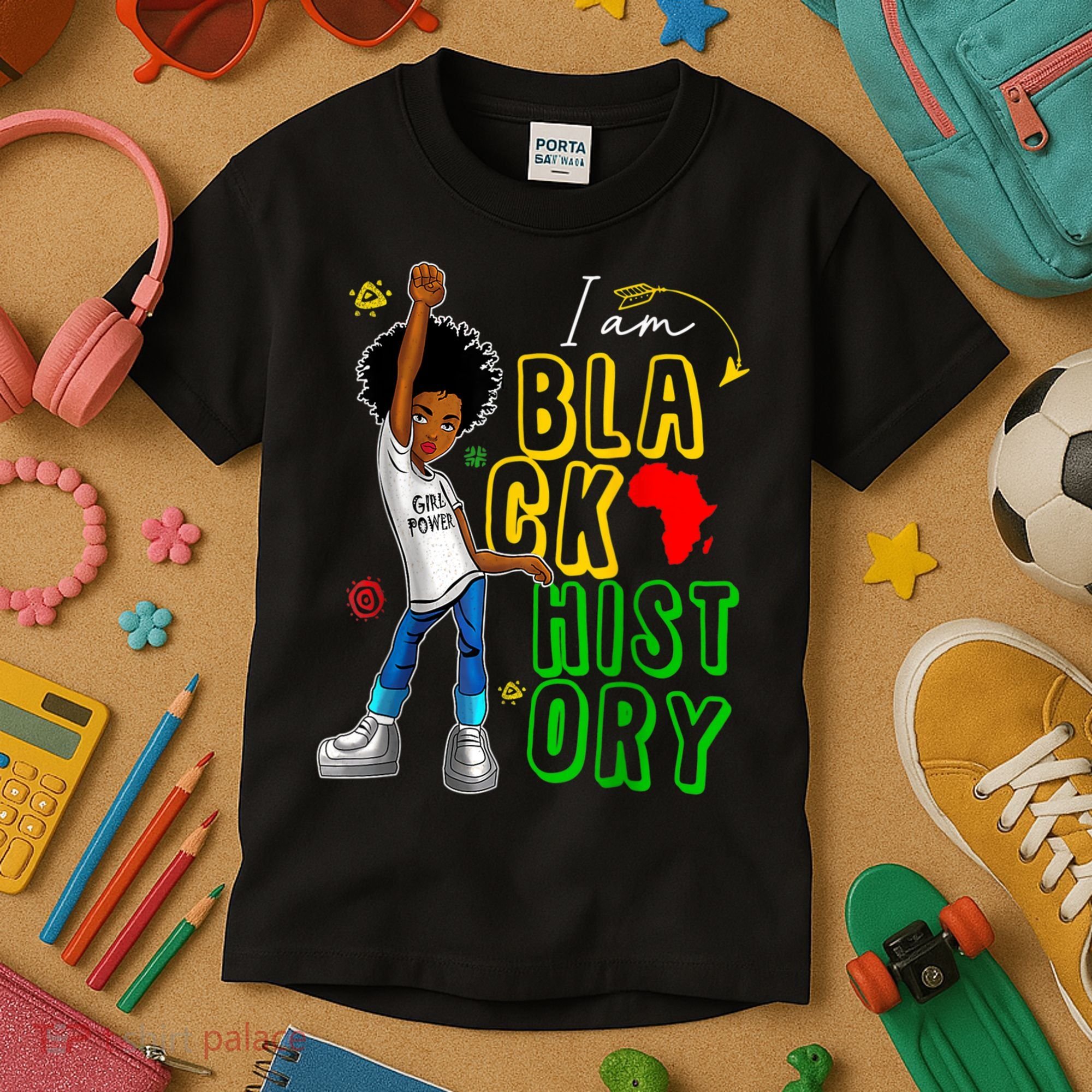 I Am Black History Month For Afro American Kids T-Shirt