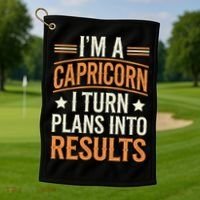 IM A Capricorn I Turn Plans Into Results Golf Towel thumb 1