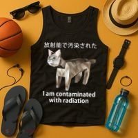 I Am Contaminated With Radiation Japanese Cat Tank Top thumb 4