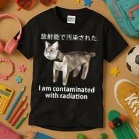 I Am Contaminated With Radiation Japanese Cat Kids T-Shirt thumb 3