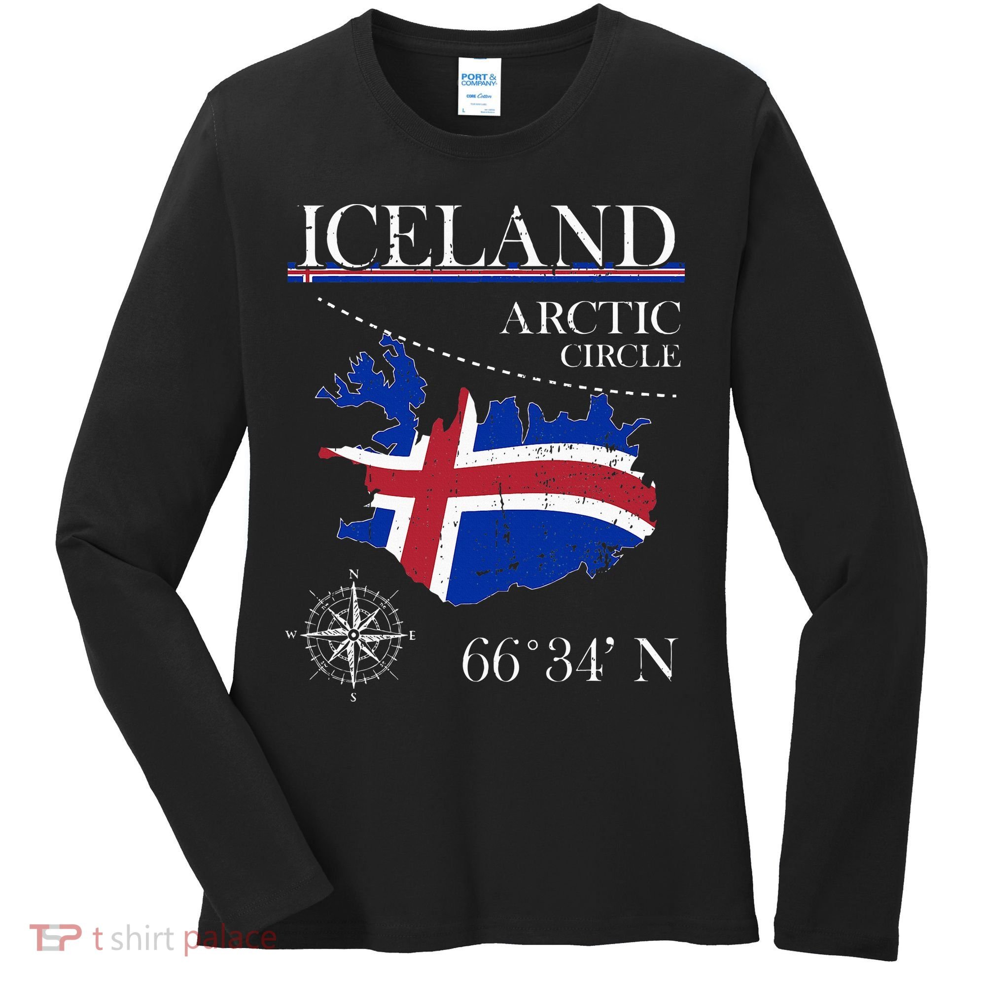Iceland Arctic Circle Polar North Island Icelandic Flag Women's Long Sleeve Shirt