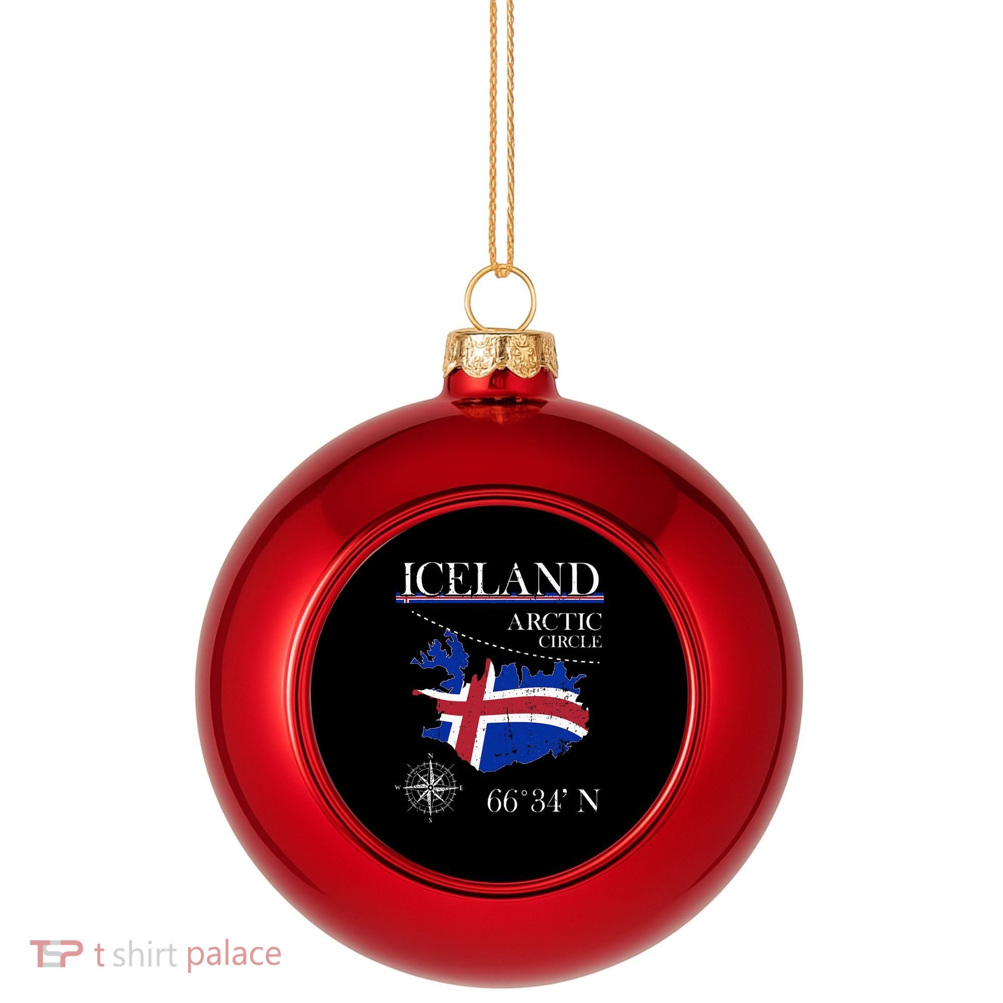 Iceland Arctic Circle Polar North Island Icelandic Flag Plastic Christmas Ball Ornament