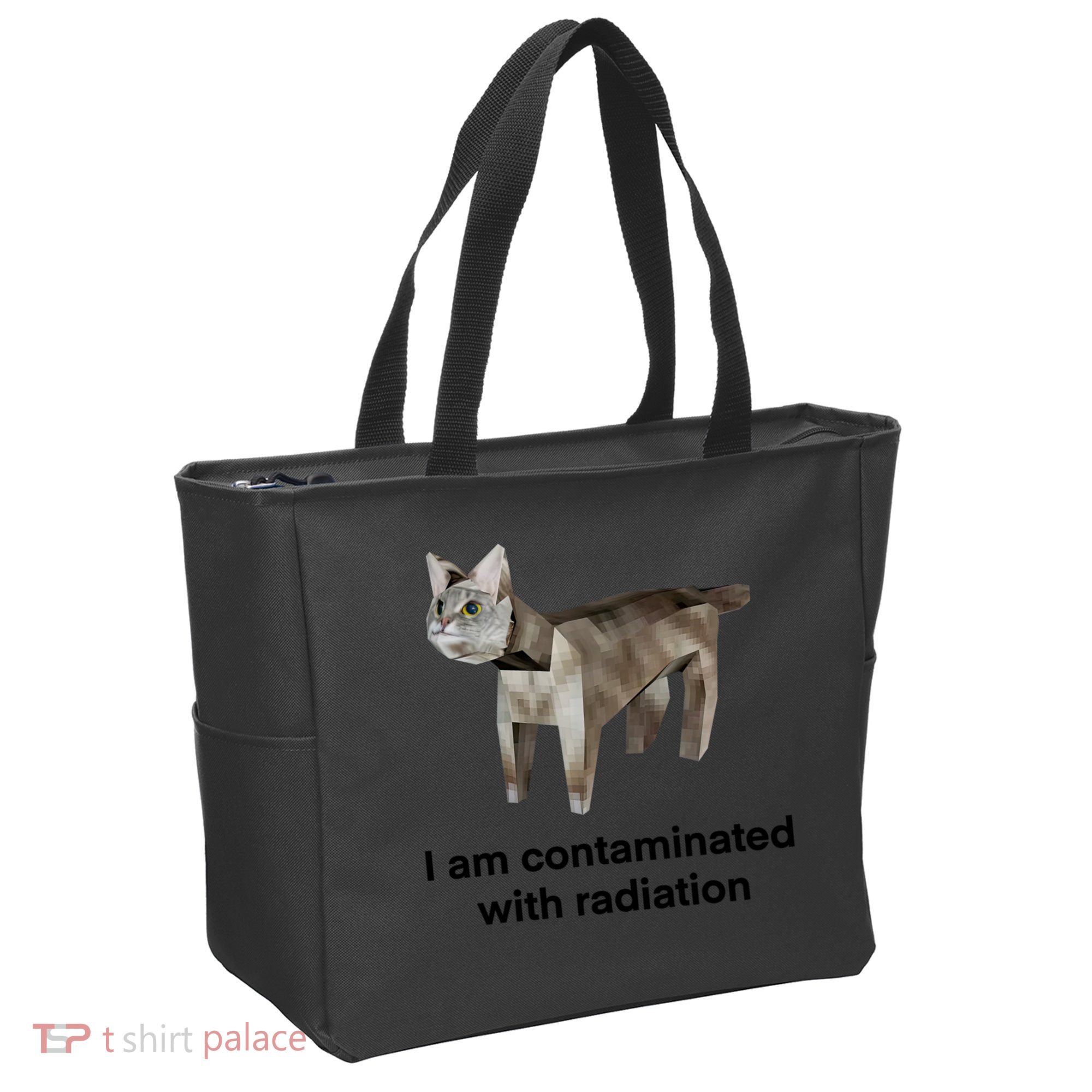 I Am Contaminated With Radiation Funny Ironic Cat Meme Tote Bag