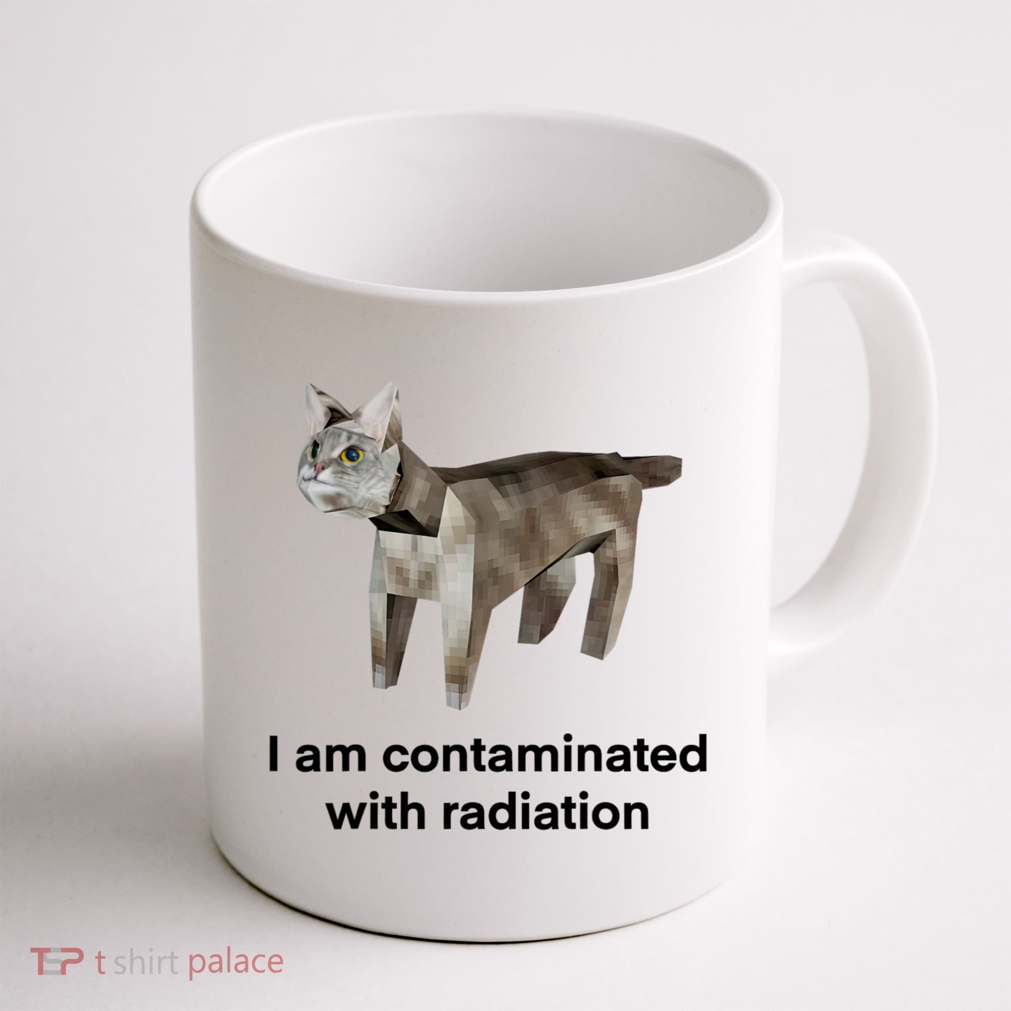 I Am Contaminated With Radiation Funny Ironic Cat Meme Coffee Mug