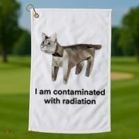 I Am Contaminated With Radiation Funny Ironic Cat Meme Golf Towel thumb 1