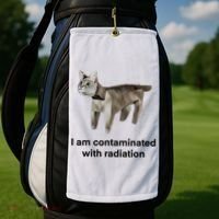 I Am Contaminated With Radiation Funny Ironic Cat Meme Golf Towel thumb 2