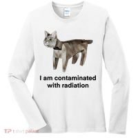 I Am Contaminated With Radiation Funny Ironic Cat Meme Women's Long Sleeve Shirt thumb 0