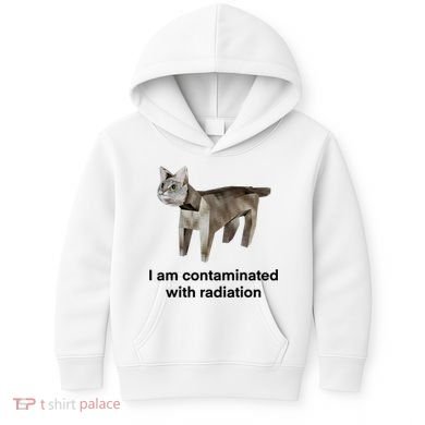 I Am Contaminated With Radiation Funny Ironic Cat Meme Kids Hoodie
