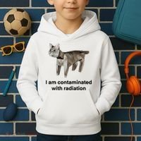 I Am Contaminated With Radiation Funny Ironic Cat Meme Kids Hoodie thumb 2