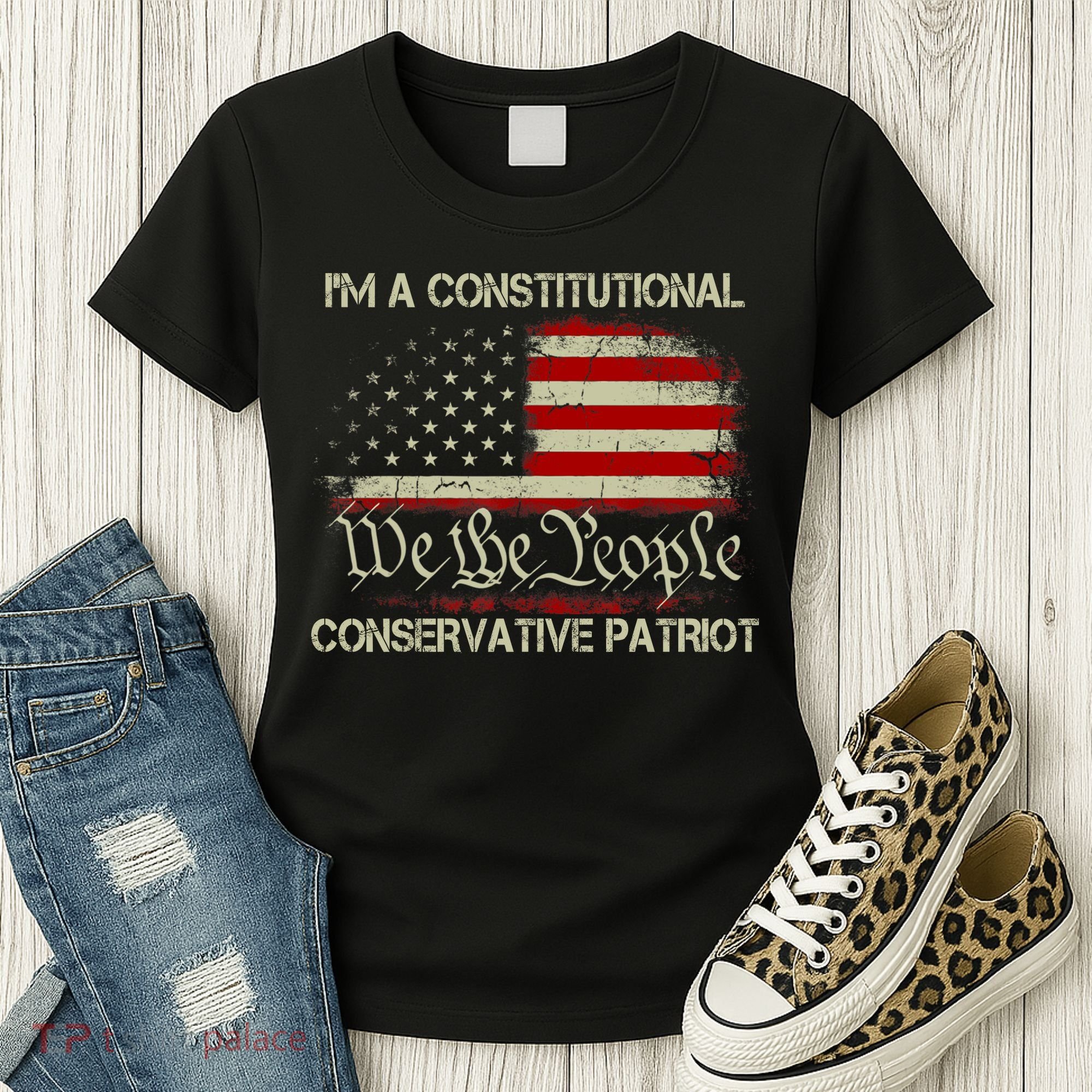 I'm A Constitutional Conservative Patriot Liz Cheney American Us Flag Women's T-Shirt