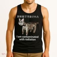 I Am Contaminated With Radiation Japanese Cat Meme Gift Tank Top thumb 3