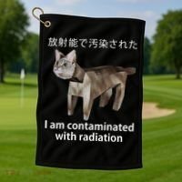 I Am Contaminated With Radiation Japanese Cat Meme Gift Golf Towel thumb 1