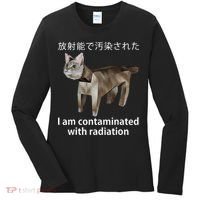 I Am Contaminated With Radiation Japanese Cat Meme Gift Women's Long Sleeve Shirt thumb 0