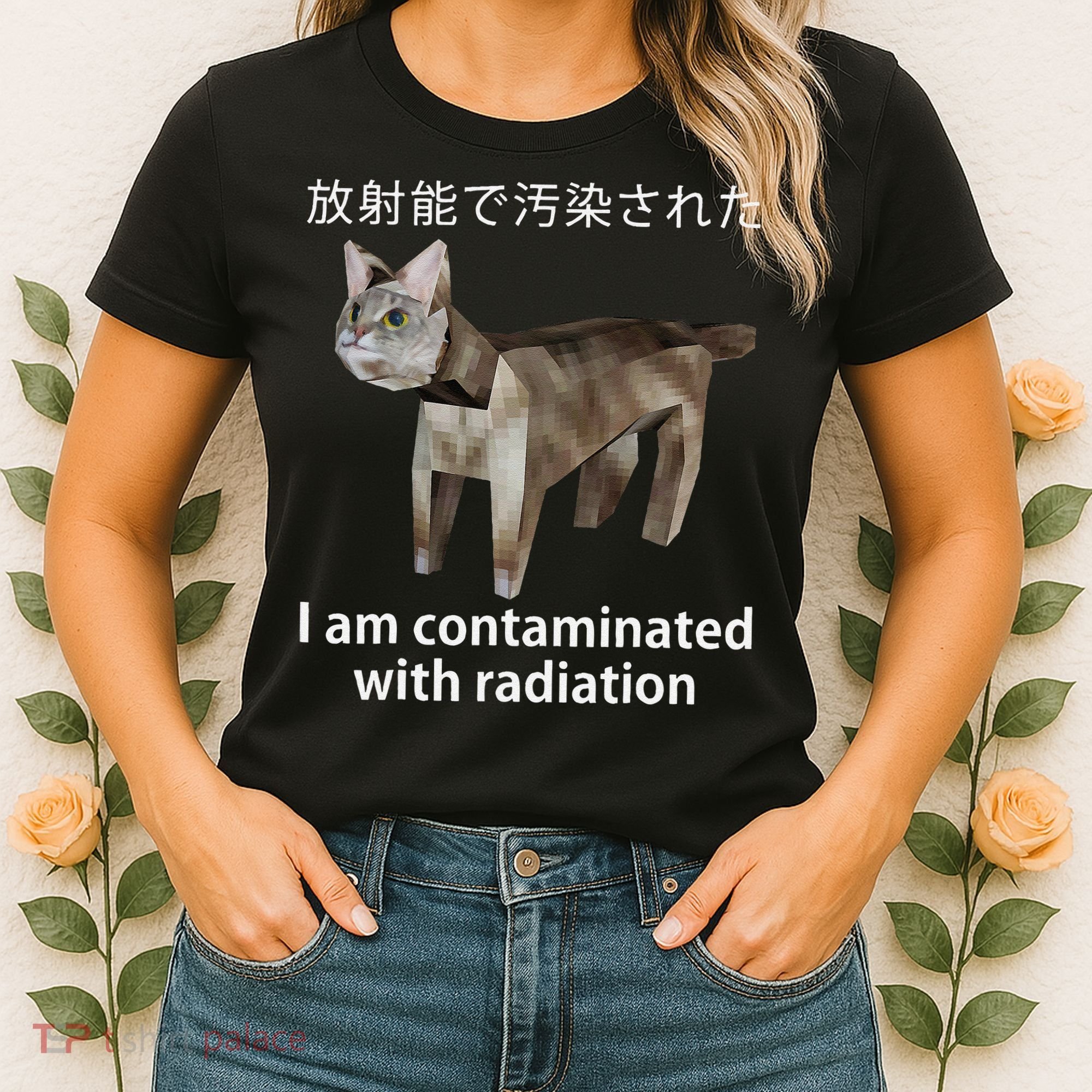 I Am Contaminated With Radiation Japanese Cat Meme Gift Women's T-Shirt