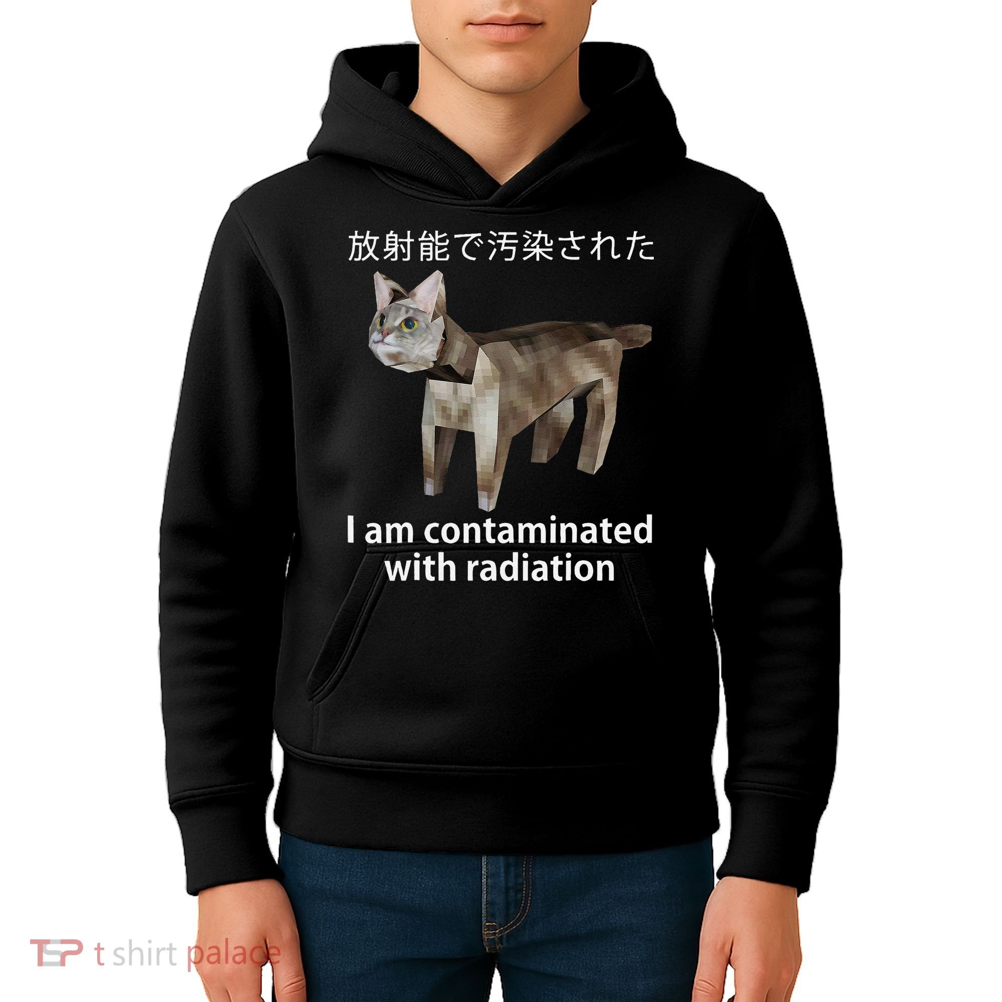 I Am Contaminated With Radiation Japanese Cat Meme Gift Kids Hoodie