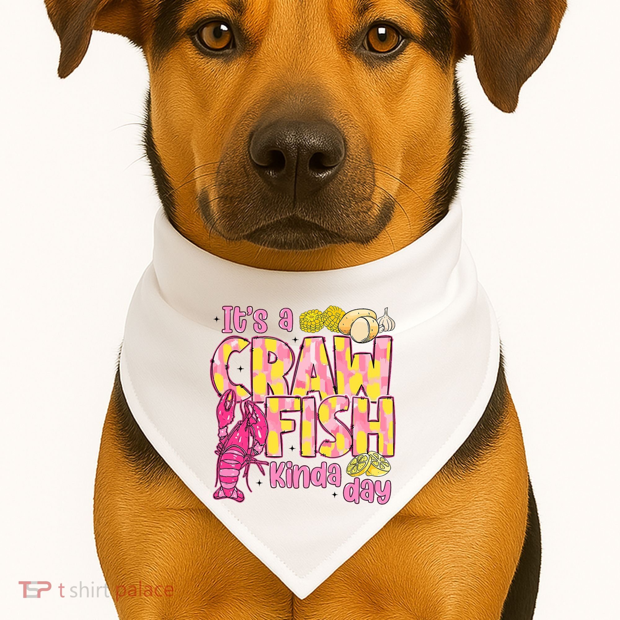 It's A CrawFish Kinda Day Crawfish Funny Louisiana Seafood USA-Made Doggie Bandana