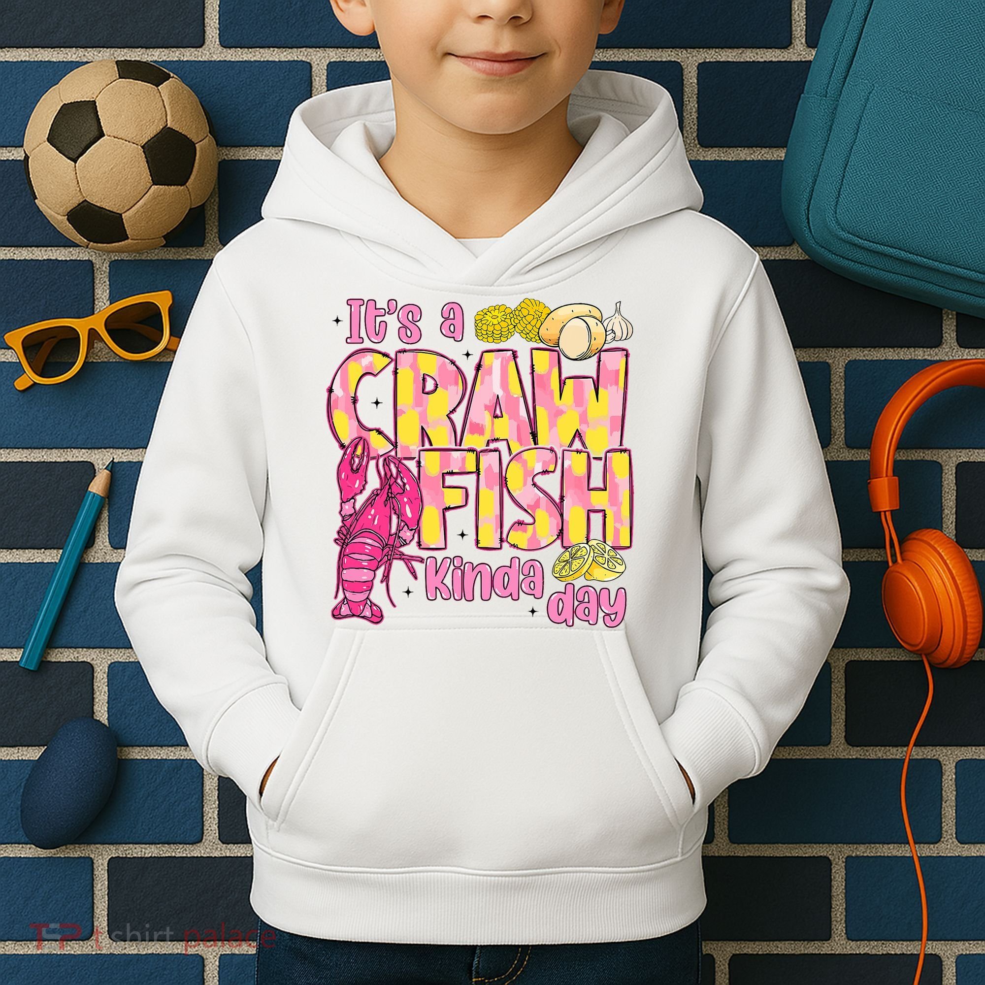 It's A CrawFish Kinda Day Crawfish Funny Louisiana Seafood Kids Hoodie