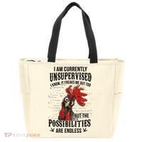 I Am Currently Unsupervised I Know It Chicken Farmer Gift Tote Bag thumb 0