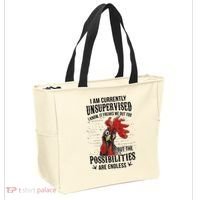 I Am Currently Unsupervised I Know It Chicken Farmer Gift Tote Bag thumb 2