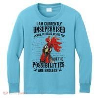 I Am Currently Unsupervised I Know It Chicken Farmer Gift Kids Long Sleeve Shirt thumb 0