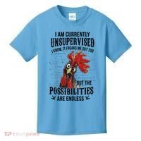 I Am Currently Unsupervised I Know It Chicken Farmer Gift Kids T-Shirt thumb 0